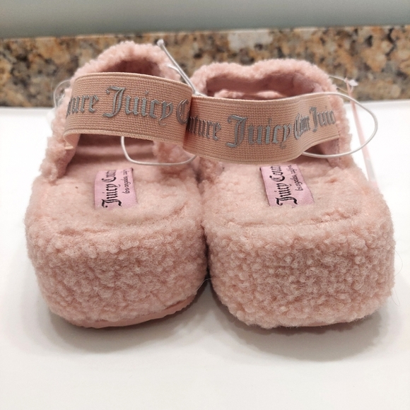 NWT Juicy Couture Slipper Slide Faux Fur Sherpa Sandal Blush Pink 9 Griffin - Picture 4 of 8